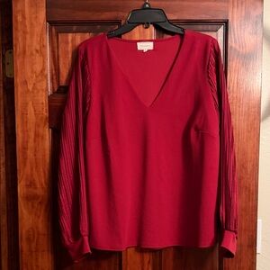 Elegant Red V-Neck Women's Top